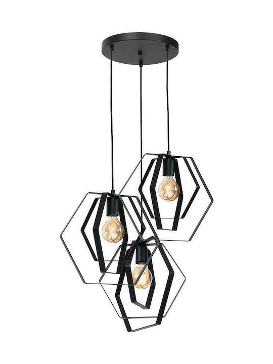 Luminex Hexagon Κρεμαστό Φωτιστικό Μαύρο με Ντουί E27