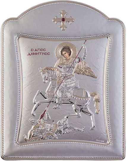 Slevori Εικόνα Heiliger Demetrios Silber 6x8cm