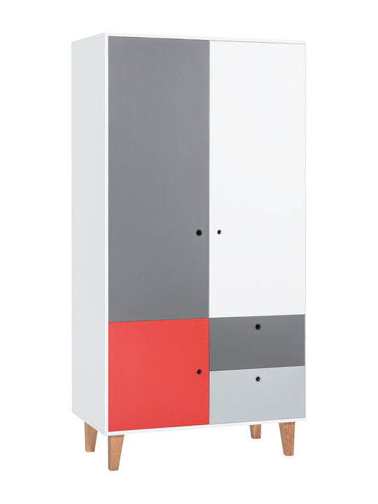 Concept Two Door Wardrobe with 2 Drawers Grey 103.5x55x201.5cm