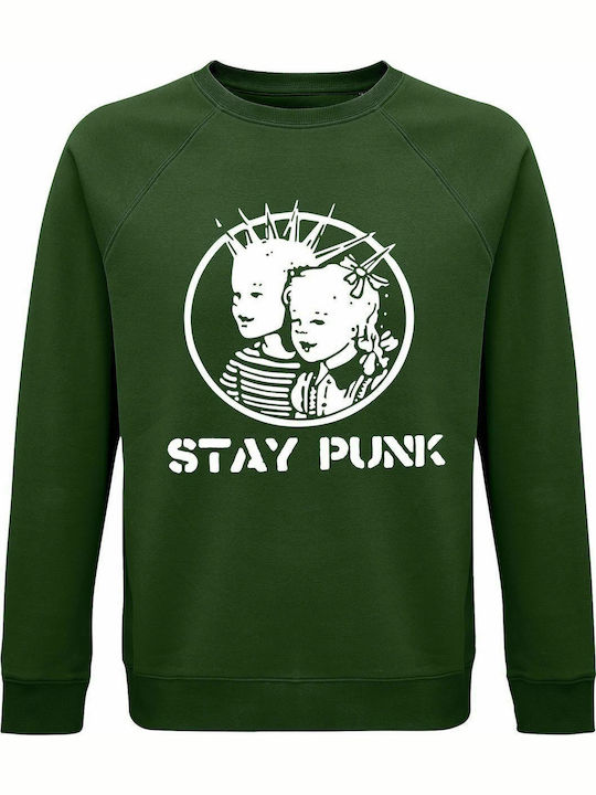 Sweatshirt unisex, Organic "Stay Punk", Dark Green