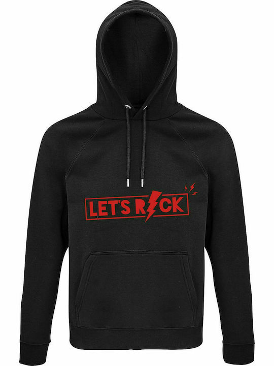 Hoodie Unisex, Organic "Let's ROCK", Black