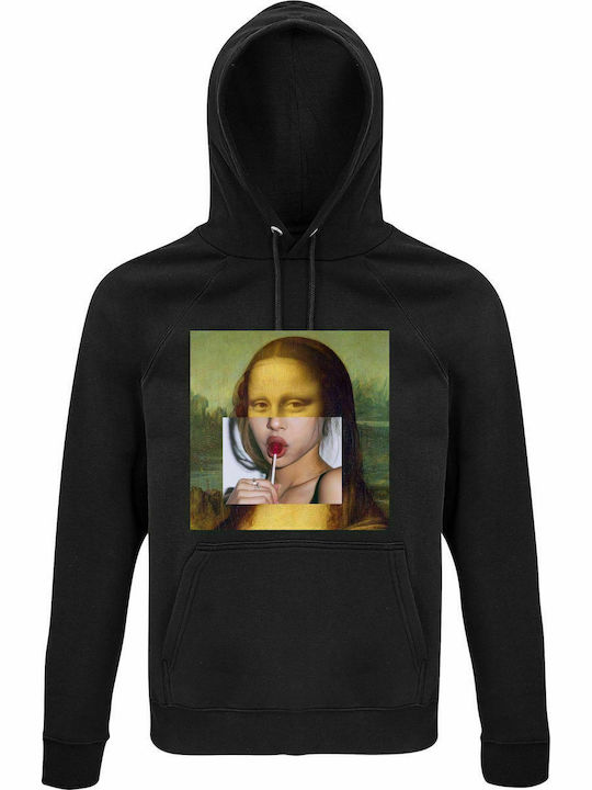 Hoodie Unisex, Organic "Monalisa Lollipop", Black