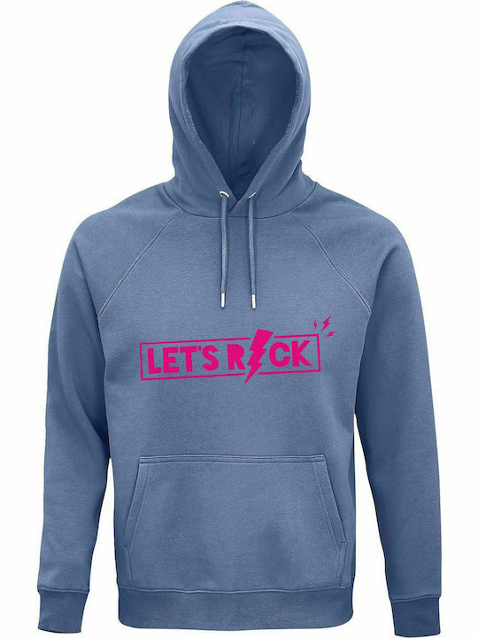 Hoodie Unisex, Organic "Let's ROCK", Blue