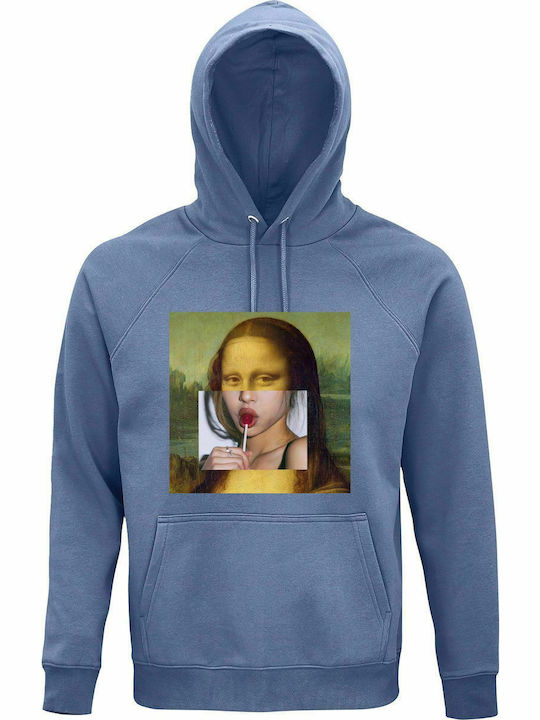 Hoodie Unisex, Organic "Monalisa Lollipop", Blue