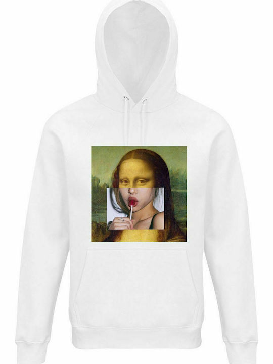 Hoodie Unisex, Organic "Monalisa Lollipop", White