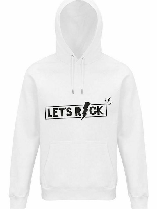 Hoodie Unisex, Organic "Let's ROCK", White