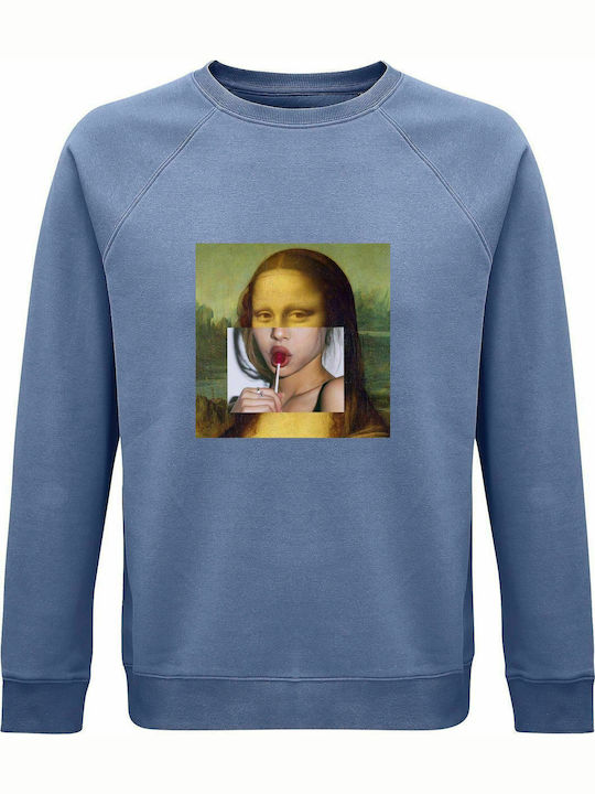 Sweatshirt Unisex, Organic "Monalisa Lollipop", Blue