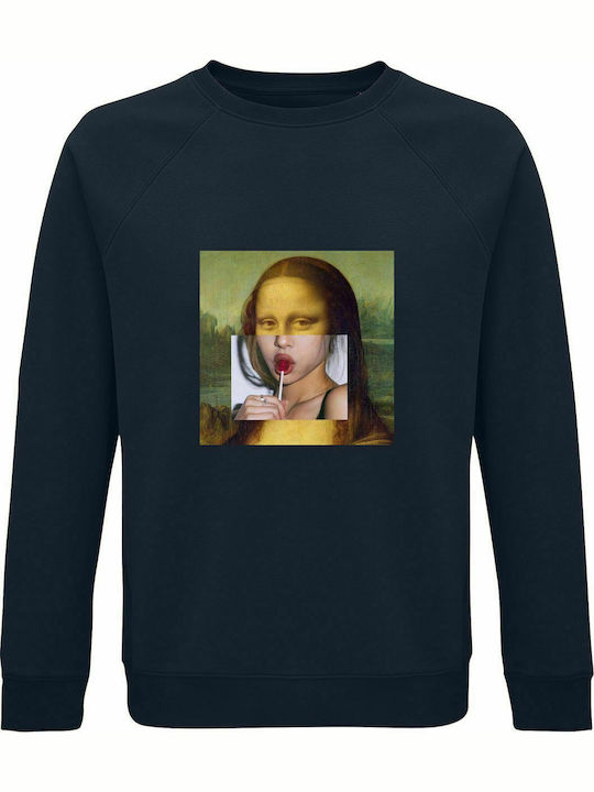 Sweatshirt Unisex, Organic "Monalisa Lollipop", French navy