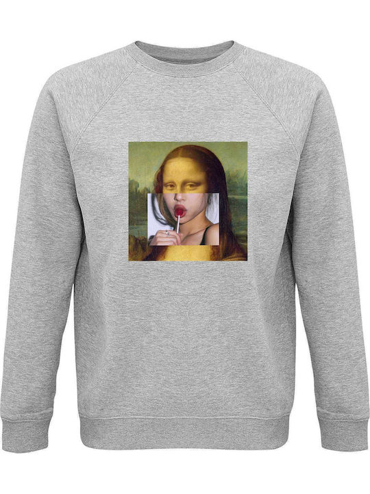 Sweatshirt Unisex, Organic "Monalisa Lollipop", Grey melange