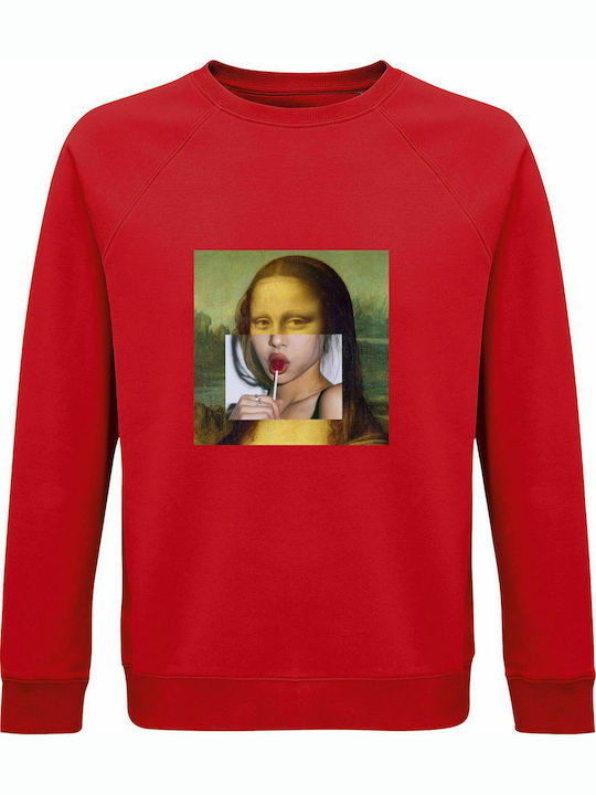 Sweatshirt Unisex, Organic "Monalisa Lollipop", Red