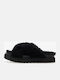 Ugg Australia Fuzz Sugar Cross Women's Flat Sandals In Black Colour