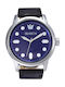 Season Time Herrenuhr 48mm Batterie mit Schwarz Lederarmband