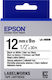 Epson LK-4WBW Ταινία Ετικετογράφου 9m x 12mm σε Μαύρο Χρώμα