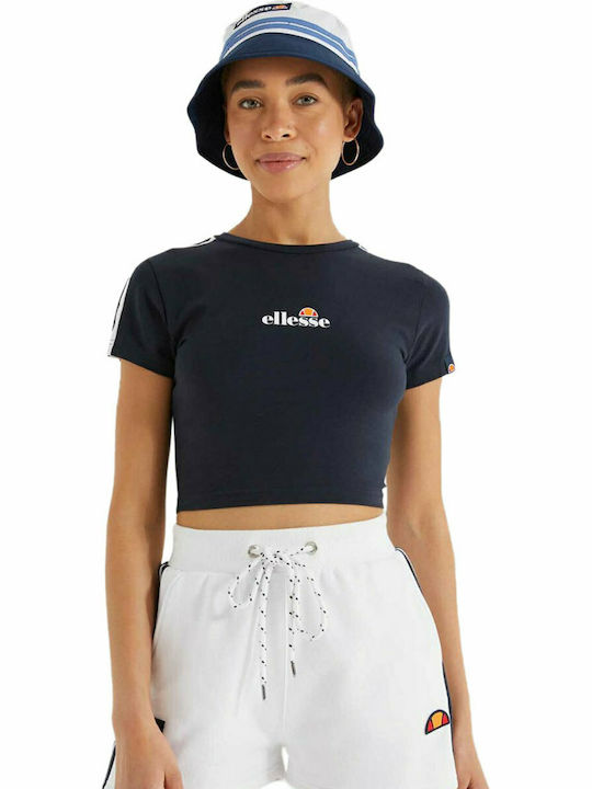 Ellesse Latus Damen Sommer Crop Top Kurzarm Marineblau