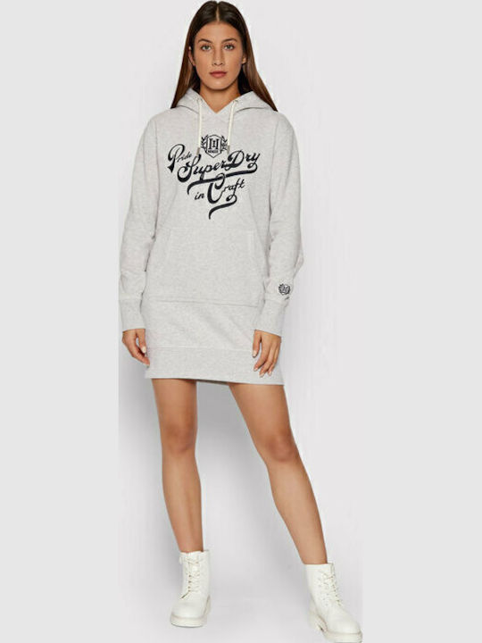 Superdry Pride In Craft Mini Dress with Hood Grey