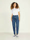 Hoch tailliert Damenjeans in Mom-Passform Blue