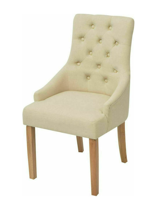 Dining Room Fabric Chair Cream 52x60x95.5cm 2pcs