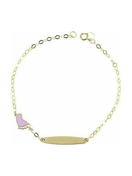 Children's identity bracelet with 9K gold paw print by Ino&Ibo