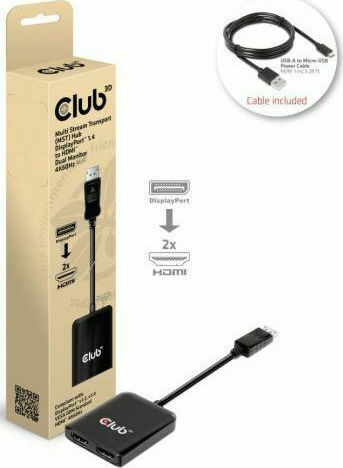 Club3D Μετατροπέας DisplayPort male σε HDMI 2x female 1τμχ CSV-7200H