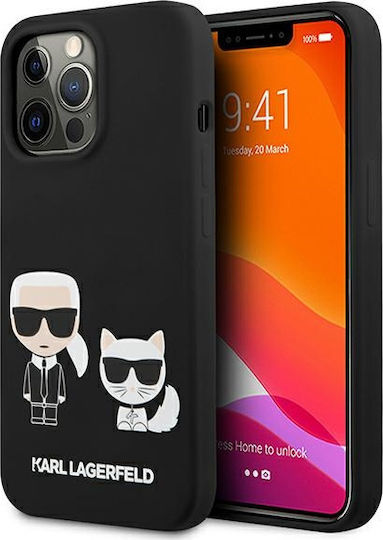 Karl Lagerfeld Karl & Choupette Umschlag Rückseite Silikon Schwarz (iPhone 13 Pro)