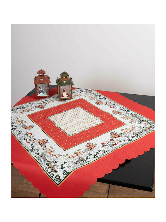 Silk Fashion Christmas Fabric Tablecloth Ornament L90xW90cm