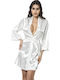 Ahu Lingierie Bridal Women's Satin Robe White 7600-006