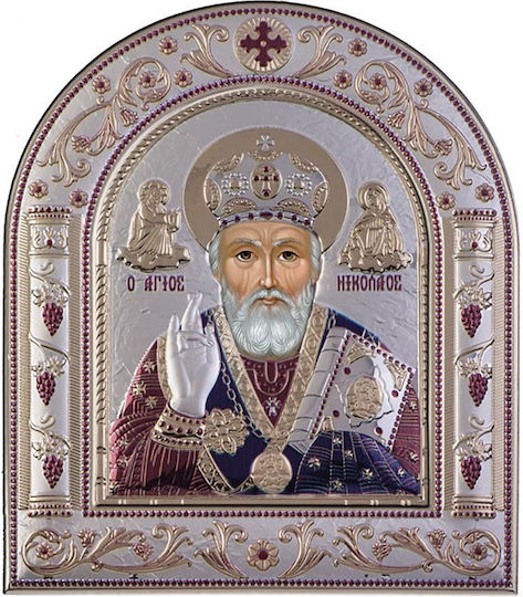 Slevori Εικόνα St. Nikolaus Silber 8x8cm