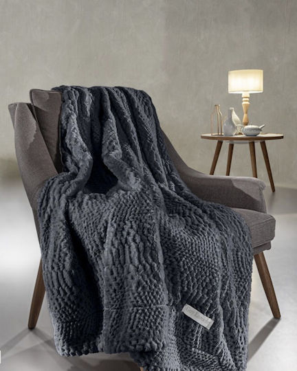 Guy Laroche Crusty Sofa Throw 170x250cm Carbon with Cushion Cover