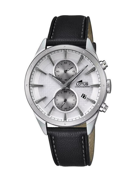 Lotus Watches Uhr Chronograph Batterie mit Schwarz Lederarmband