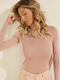 Guess Women's Blouse Long Sleeve Turtleneck Pink