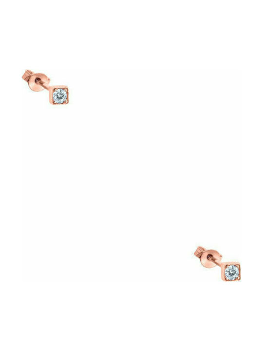 Silver earrings "Cubic" rose gold plated