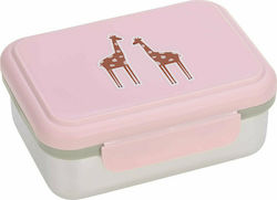 Laessig Safari Giraffe Kids Lunch Stainless Steel Box Pink