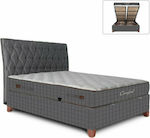 Κρεβάτι Υπέρδιπλο Υφασμάτινο Γκρι με Αποθηκευτικό Χώρο & Τάβλες 160x200cm