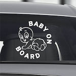 Σήμα Baby on Board με Αυτοκόλλητο Λευκό