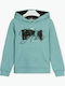 Kinder-Sweatshirt mit Kapuze und Taschen Türkis