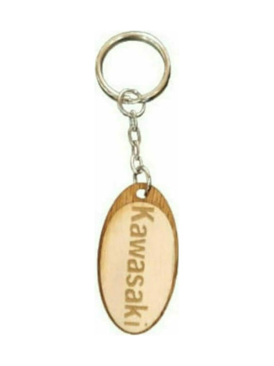 Wooden keychain with KAWASAKI 3927-k logo