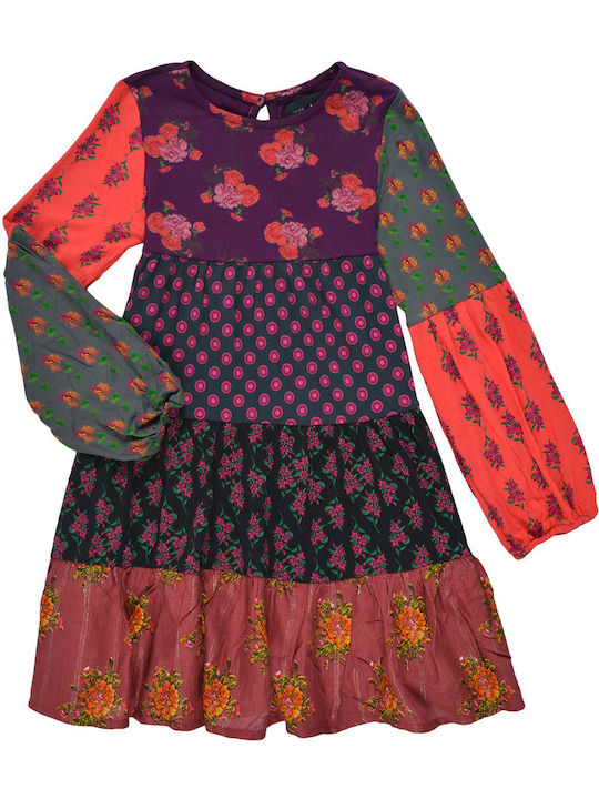Mädchenkleid Einfach Langärmelig Mehrfarbig