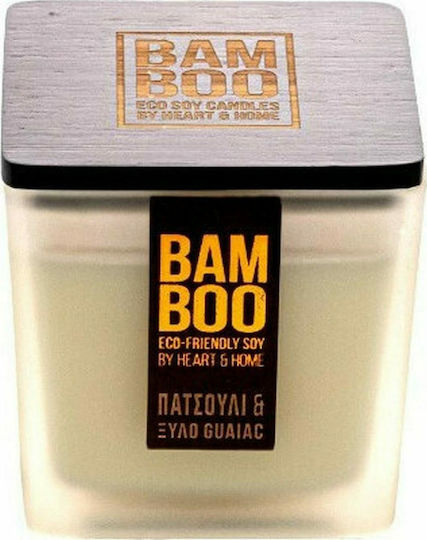 Heart & Home Aromatic Soy Candle Bamboo in Jar with Perfume Patchouli & Wood Guaiac 210g