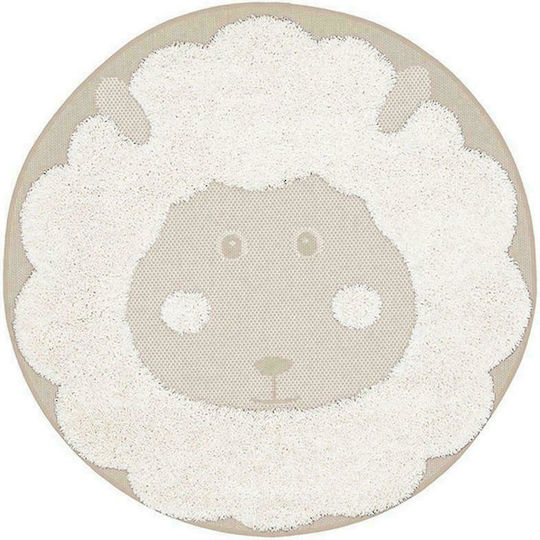 Royal Carpet Kinder Teppich Ecru Rund mit Durchmesser 120cm Dicke 22mm