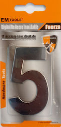 EMTOOLS Πινακίδα με Αριθμό 5 σε Ασημί Χρώμα 7.5cm