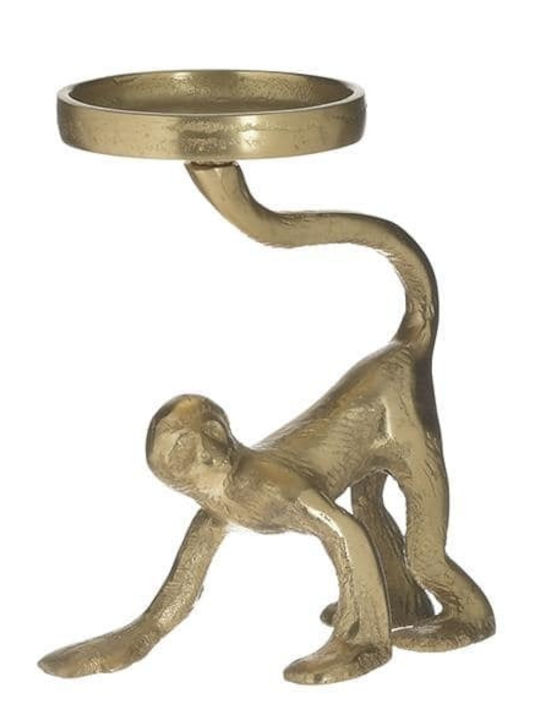 Inart Πίθηκος Candle Holder Metal Gold 13x9x18cm 1pcs