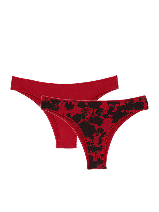 Minerva Fimelle Γυναικεία Slip 2Pack Κόκκινα