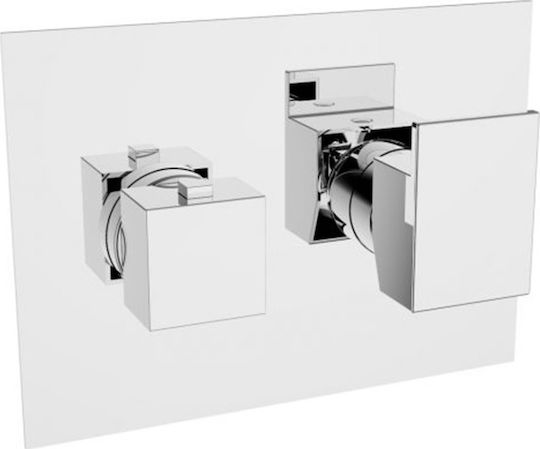 Ottone Meloda Thermostatics Μίκτης Μπαταρίας Εντοιχισμού Ντουζιέρας 5 Εξόδων Ασημί