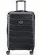 Delsey Meteor Medium Hard Black Suitcase With 4 Wheels Height 68cm