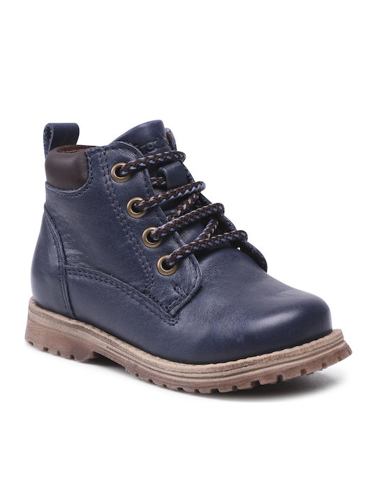 Froddo Kids Leather Anatomic Military Boots with Lace Navy Blue