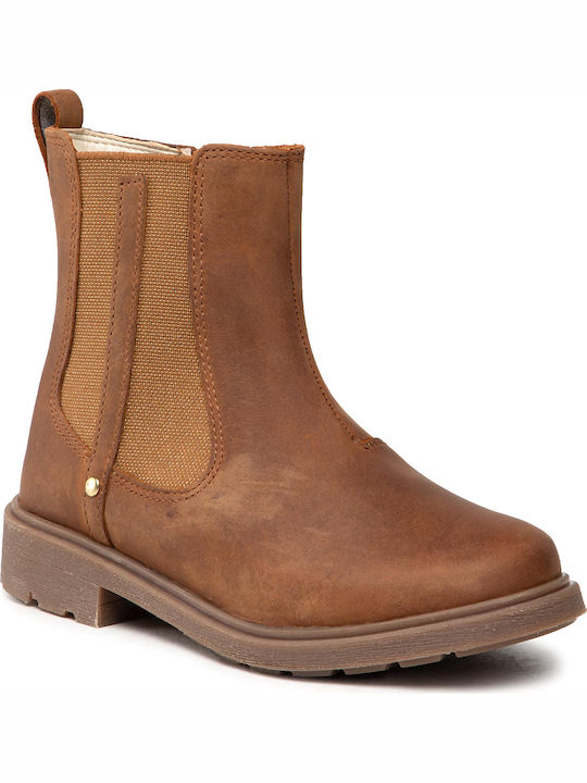 Astrol Orin Braune Leder-Kinderstiefel mit Reißverschluss