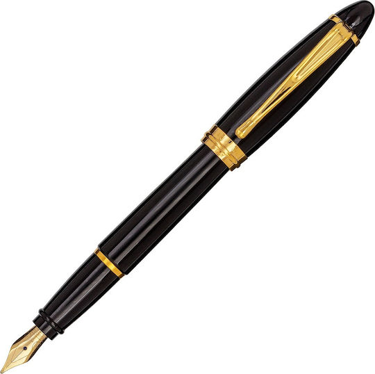 Aurora Ipsilon Resin Fountain Pen Fine Black Steel With Black Ink