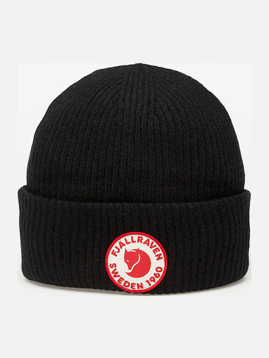 1960 Logo Beanie Ανδρικός Σκούφος με Rib Πλέξη σε Μαύρο χρώμα