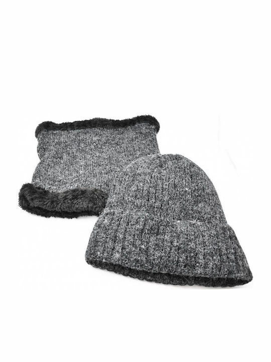 Verde Männer Set mit Beanie mit Rippstrick in Schwarz Farbe