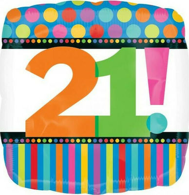 Balloon Foil Birthday-Celebration Number Multicolour Dots Stripes 46cm